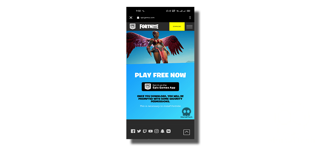 Click on Epic Games App install Fortnite on Android Mobile - MortalTech