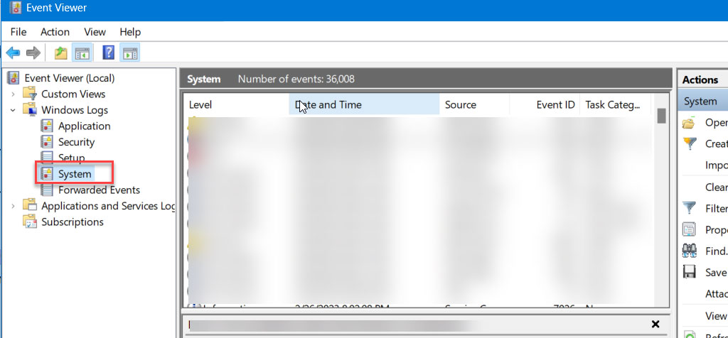 Check for Errors in event viewer - mortaltech